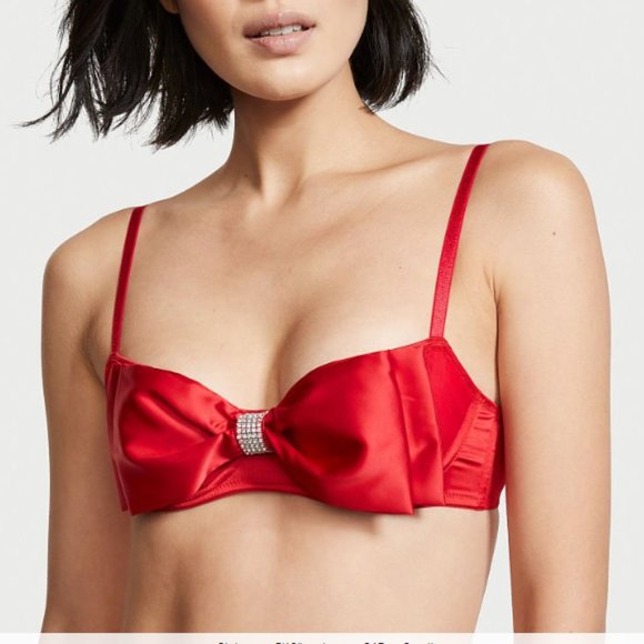 VS Wicked Unlined Bow Balconette Bra dream angels 32C - Picture 1 of 4